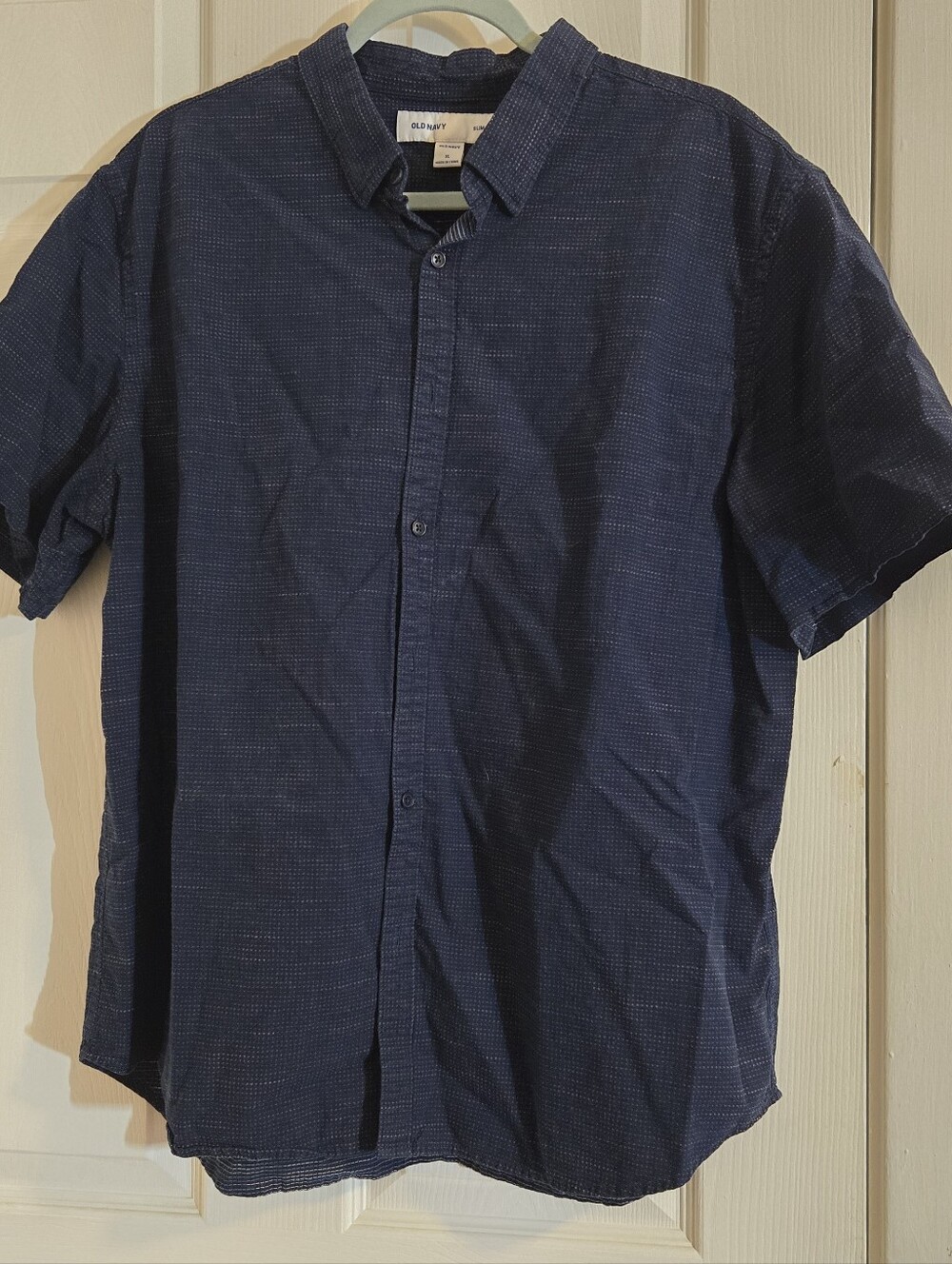 Old Navy Navy Short-Sleeve Button-Up Shirt - Men's